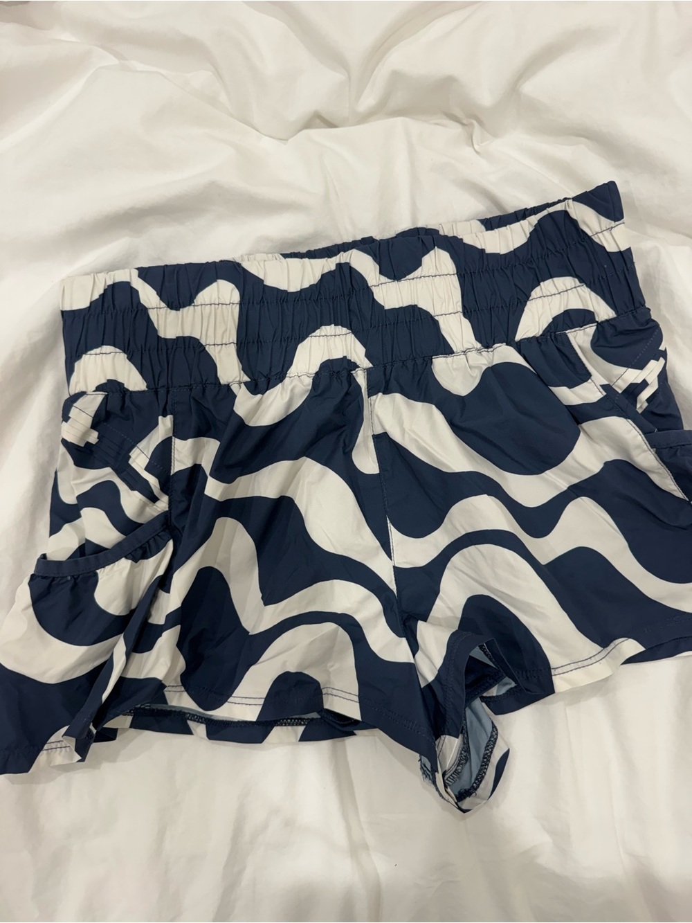 FP Movement by Free People Navy and White Wavy Athletic Shorts